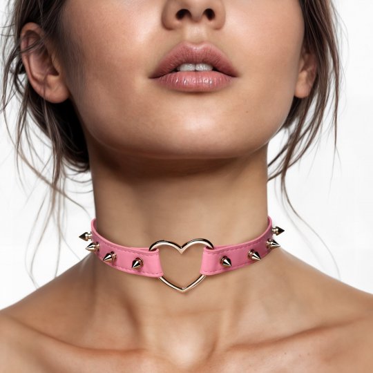 Spiked Heart Choker - Pink Code: AH523-Pink