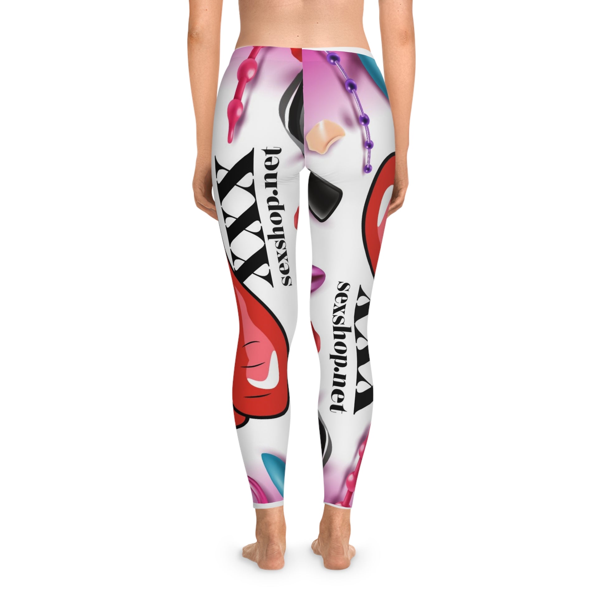 Trendy Graphic Leggings with Bold Lips & XXX Design