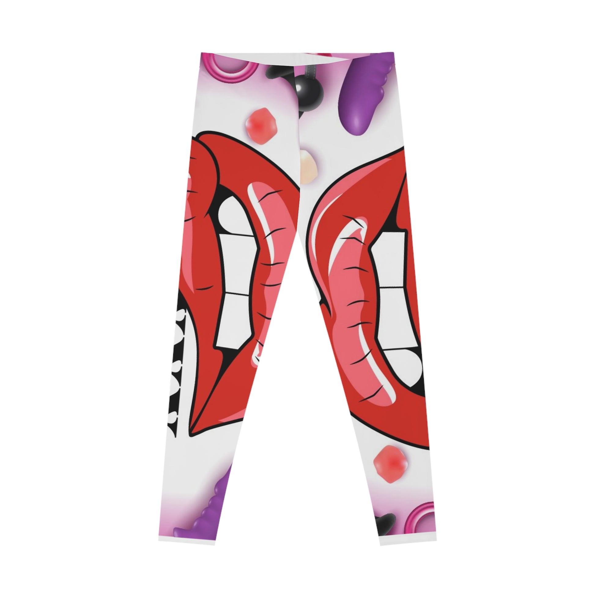 Trendy Graphic Leggings with Bold Lips & XXX Design