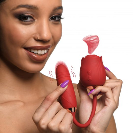 Pink 10X Romping Rose Suction and Thrusting Vibrator