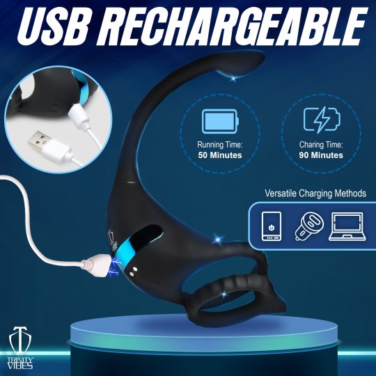 Vibrating Silicone Cock Ring and Anal Stimulator Code: AH399