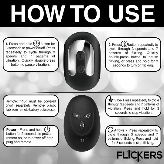 Bum Flick Vibrating and Flicking Silicone Butt Plug with Remote Code: AH446