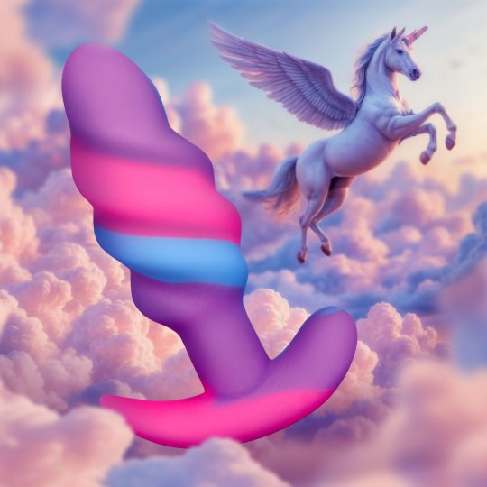 Pink Purple Light Blue Unicorn Swirl Silicone Butt Plug - Small