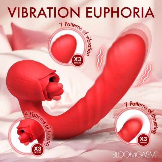 Boom Bloom Thrusting & Licking Rose Vibrator