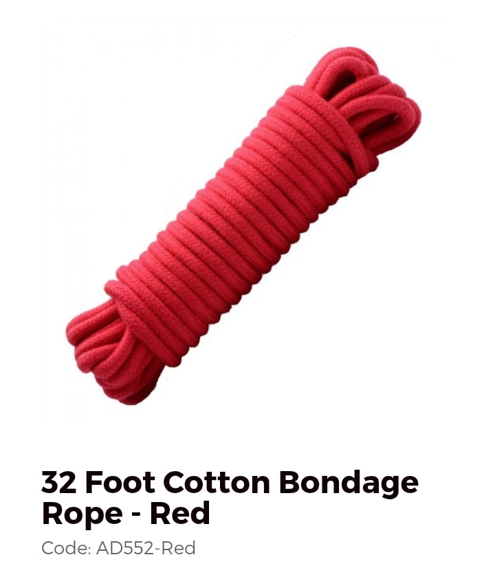 Red 32 Foot Cotton Bondage Rope