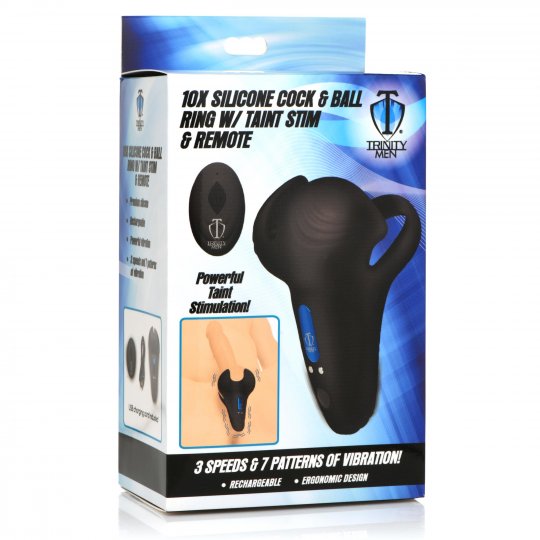 10X Vibrating Silicone Cock Ring with Taint Stim and Remote Code: AH054