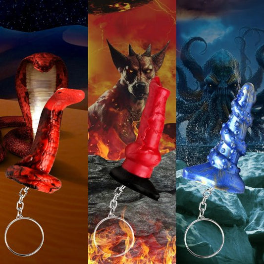 Hell-Hound, Lord Kraken, & King Cobra Silicone Keychain Set Code: AH429